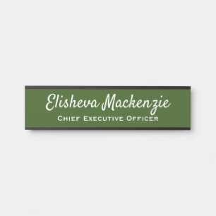 Office Door Name Signs Plate Sign - Olive Green