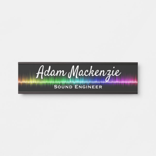 Office Door Signs Rainbow Black Name Plate Sign (Front)