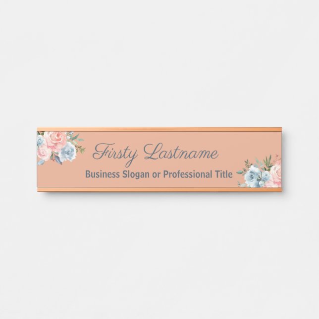 Office Door Signs Roses Rose Gold Sign (Front)