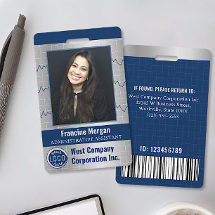 Office Employee Custom Photo Bar Code Company Logo ID Badge