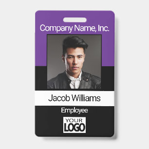 Office Employee Photo Badges - Black / Purple ID Badge