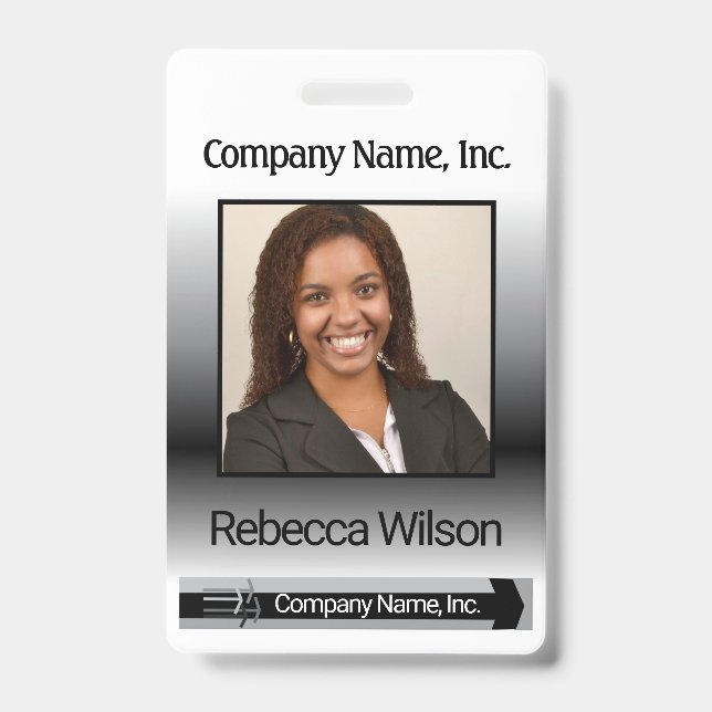 Office Employee Picture Badge - Black ID Badge (Front)
