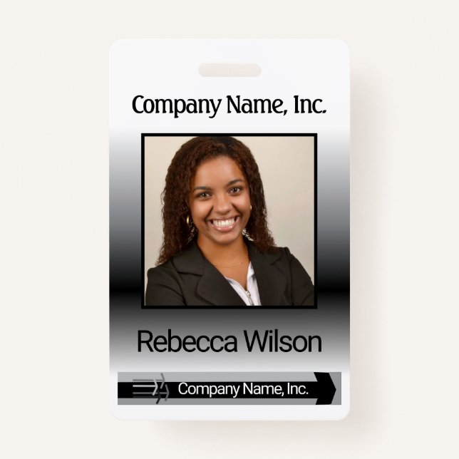 Office Employee Picture Badge - Black ID Badge (Front)