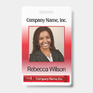 Office Employee Picture Badge - Red ID Badge