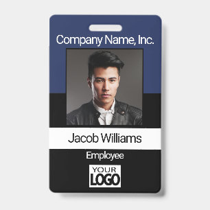 Office Employee Picture Badges - Black / Blue ID Badge