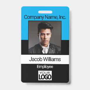 Office Employee Picture ID - Black / Baby Blue Badge