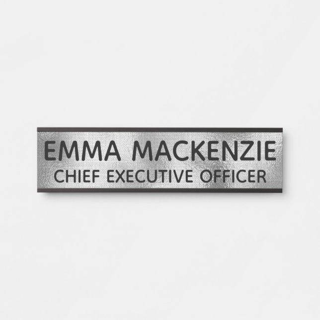 Office Faux Glass Hanging Door Sign Name Plate (Front)
