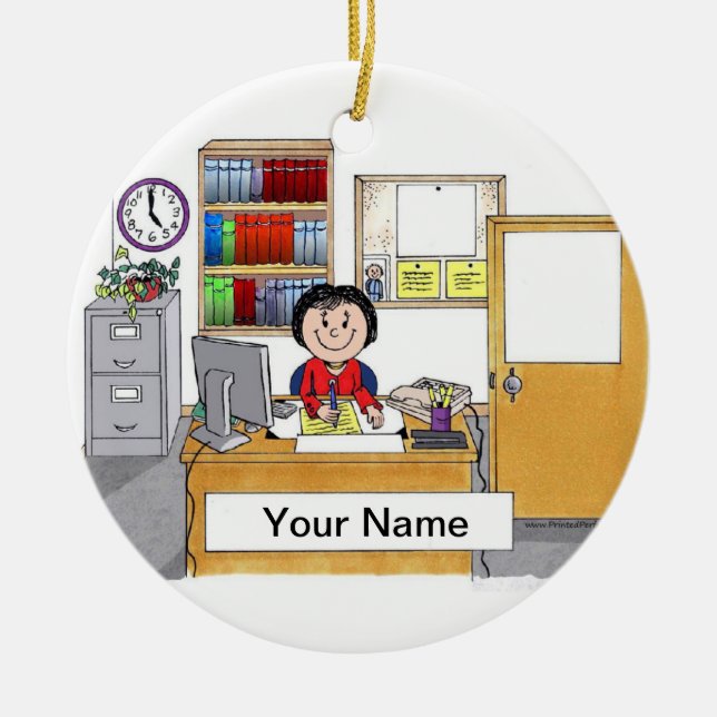 Office - Female Ceramic Tree Decoration (Front)