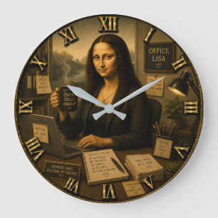 Office Funny Mona Lisa Desk Decor Gift Large Clock