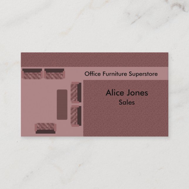 Office Furniture Business Card, Mauve Business Card (Front)