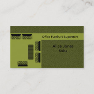 Office Furniture Business Card, Olive Green Business Card
