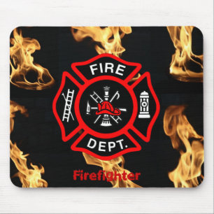 Office Gift for Firefighters Maltese Cross Fire Mouse Mat