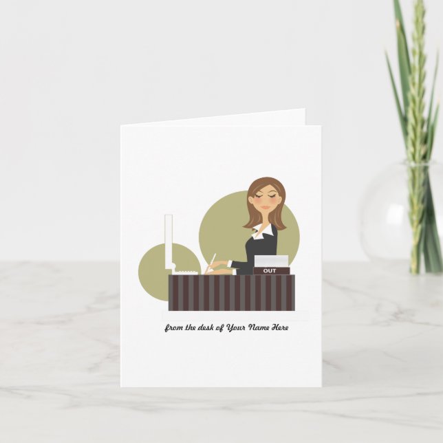 Office Girl Personalised Notecards (Front)