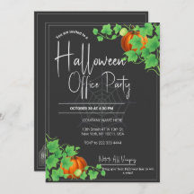 Office Halloween Invitations Black Card