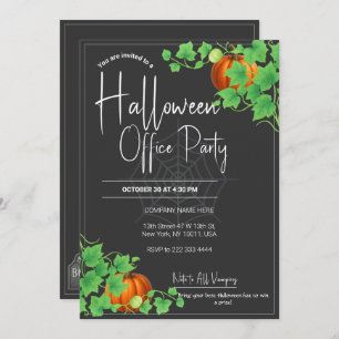 Office Halloween Invitations Black Card