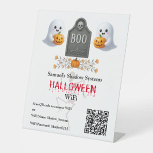 Office Halloween Wifi QR Code Scan to Connect  Pedestal Sign