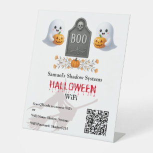 Office Halloween Wifi QR Code Scan to Connect Pedestal Sign