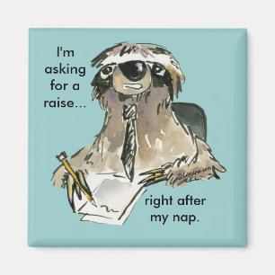 Office Humour Sloth Cartoon Magnet
