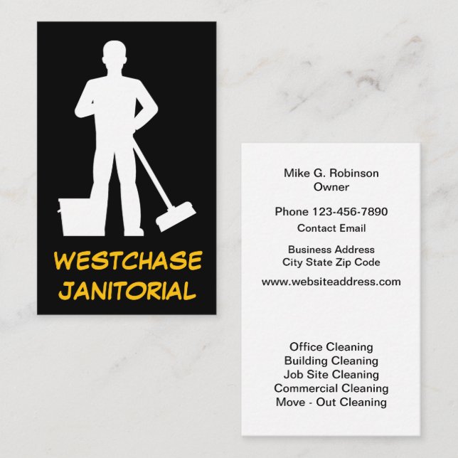 Office Janitorial Cleaning Service Modern Business Card (Front/Back)