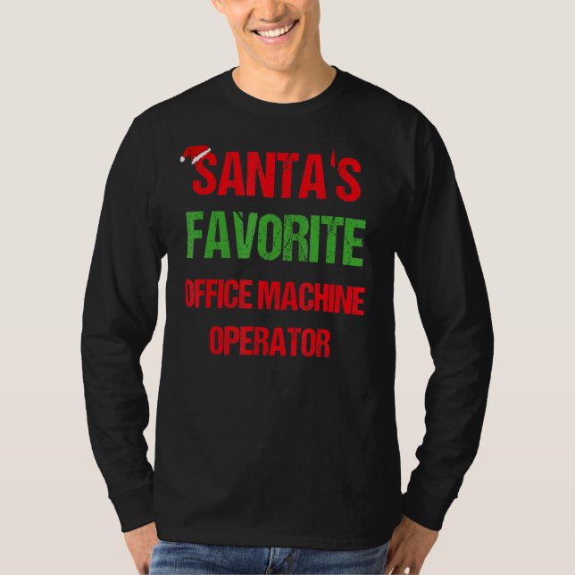 Office Machine Operator Funny Pajama Christmas T-Shirt (Front)