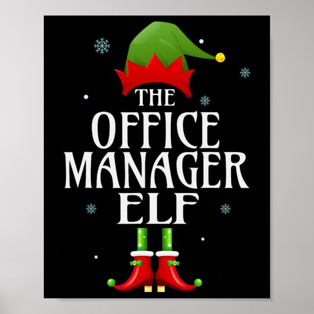 Office Manager Elf Xmas Matching Family Group Chri Poster (Front)