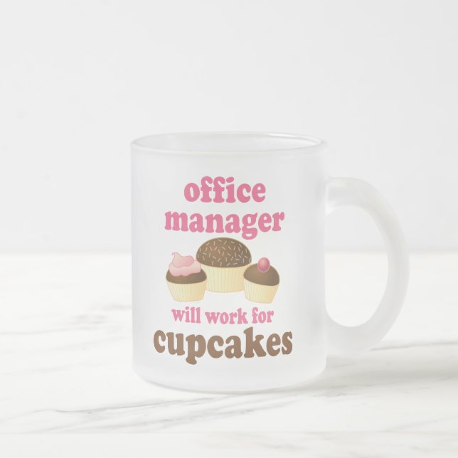 Office Manager (Funny) Gift Frosted Glass Coffee Mug (Right)