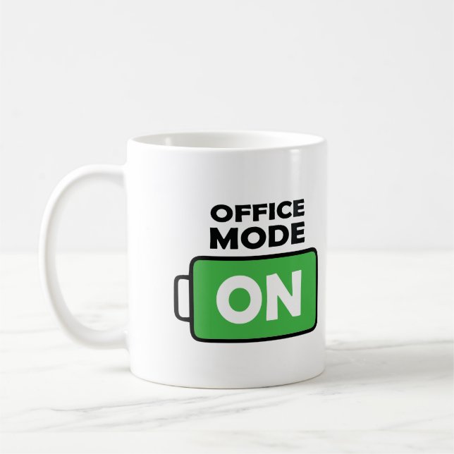 Office Mode On Full Battery Design Coffee Lover Mug (Left)