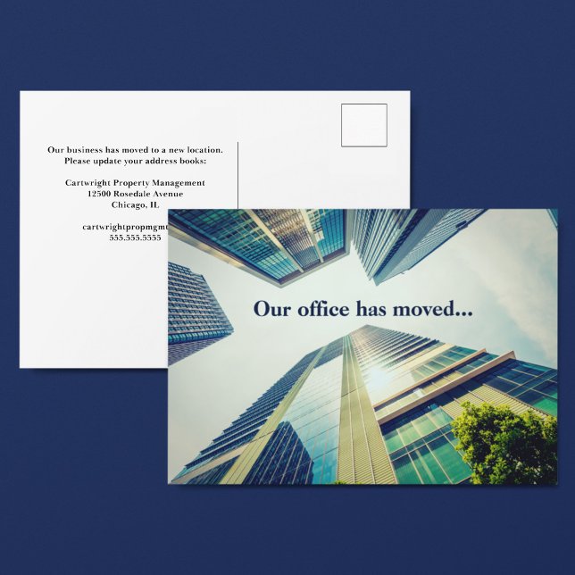 Office Moved Modern Building Change of Address Announcement Postcard (Creator Uploaded)