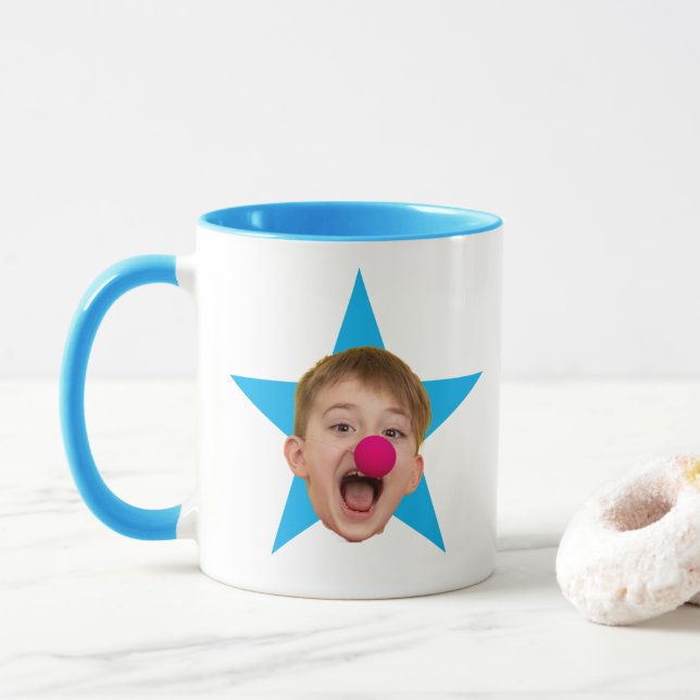 Office Mug, Your Face Office Mug, Face Star Mug (With Donut)