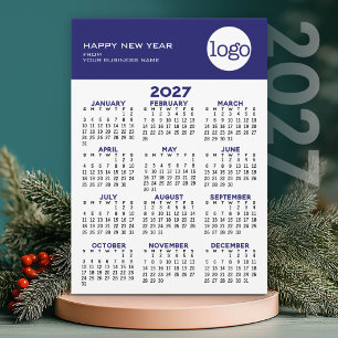 Office New Year Minimal - 2027 Calendar Busi Logo Holiday Card