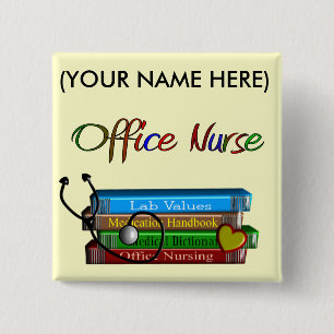 Office Nurse Books Design Gifts 15 Cm Square Badge