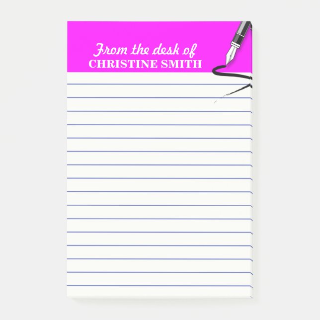 Office organiser pink Post-it® note PERSONALIZE (Front)