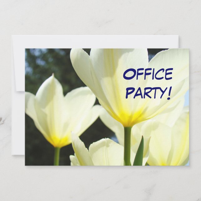 Office Party! invitations White Yellow Tulips (Front)