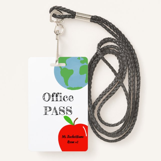 Office Pass ID Badge (Front with Lanyard)