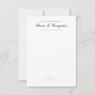 Office Personal Stationary Elegant Initials Custom Note Card