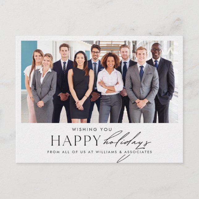 Office Photo Happy Holidays Postcard (Front)