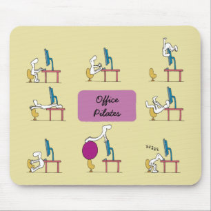 Office Pilates mousemat, yellow Mouse Mat