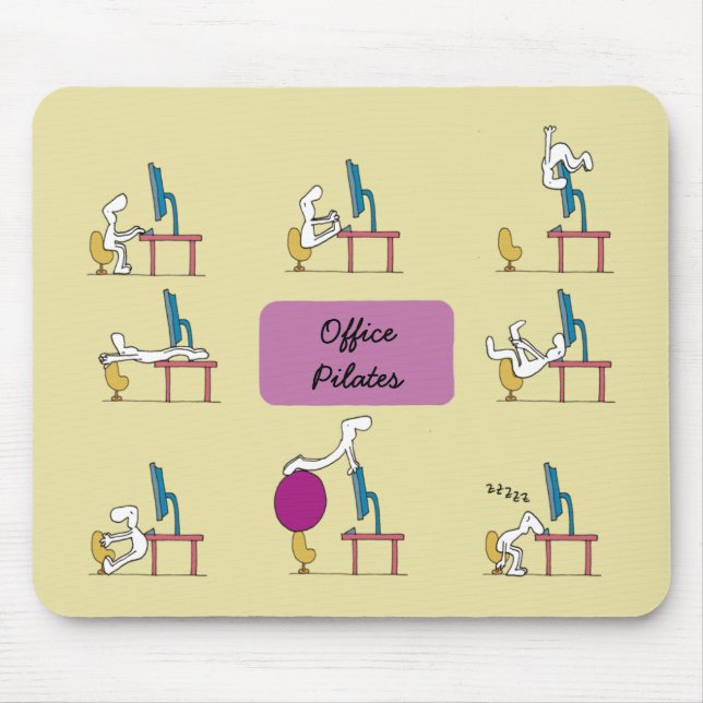 Office Pilates mousemat, yellow Mouse Mat (Front)