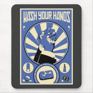 Office Propaganda: Wash your hands (blue) Mouse Mat