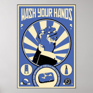 Office Propaganda: Wash your hands (blue) Poster