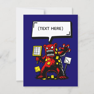 Office Rage Bear - Customisable Text Postcard