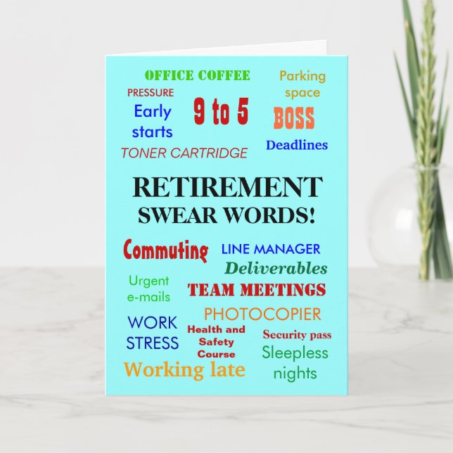 Office Retirement | Annoying Joke Swear Words Card (Front)