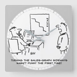 Office Sales Chart Turned Sideways Square Wall Clock