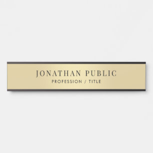 Office School Custom Elegant Black & Gold Long Door Sign