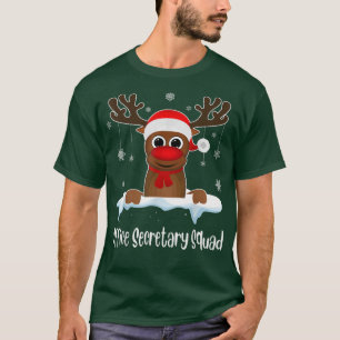 Office Secretary Squad Reindeer Santa Hat Christma T-Shirt