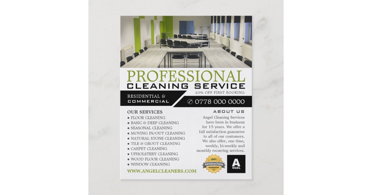 Office Setting, Cleaning Service Advertising Flyer ...