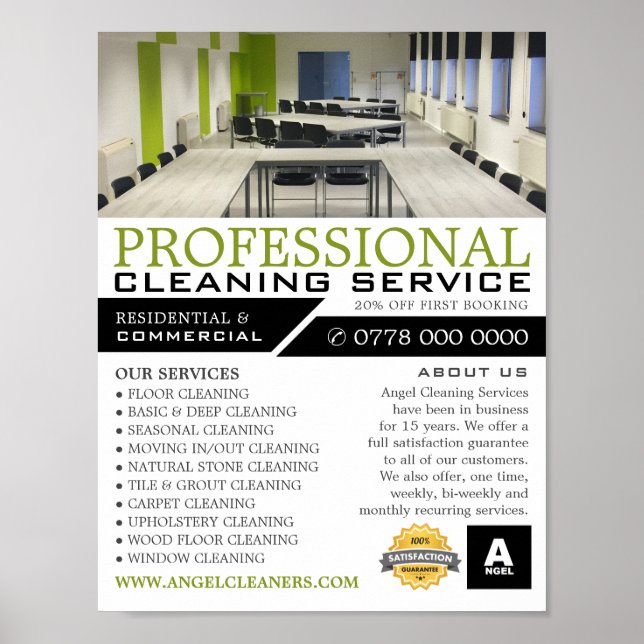 Office Setting, Cleaning Service Advertising Poster (Front)