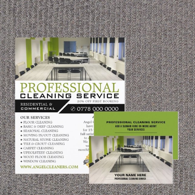 Office Setting, Cleaning Service Business Card (Creator Uploaded)