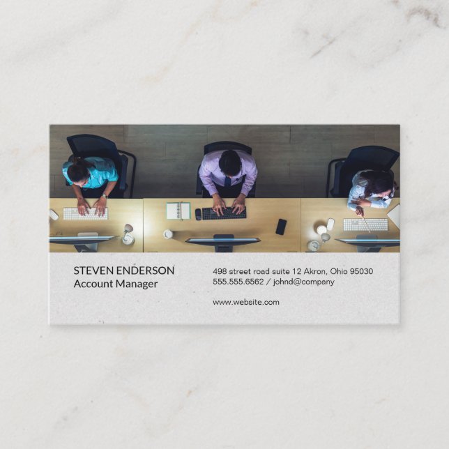 Office Space | Employees Working Business Card (Front)