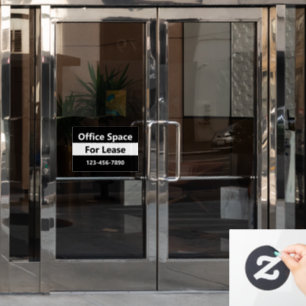 Office Space For Lease Black and White Window Cling